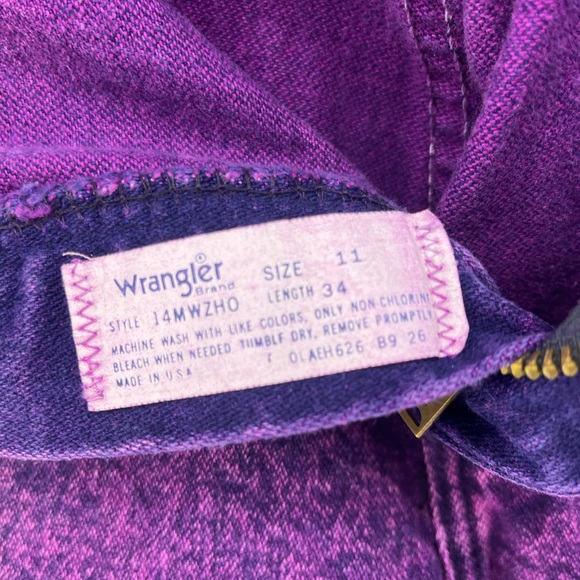 Vintage Wrangler Purple Jeans with Textured Surface Ladies/ Juniors Size 11 - Picture 5 of 5